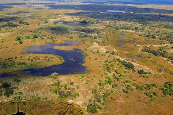 Botswana Felülről Repülés Okavango Delta Felett — Stock Fotó