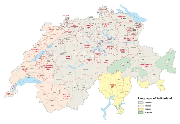 Languages Switzerland Map — стокове фото