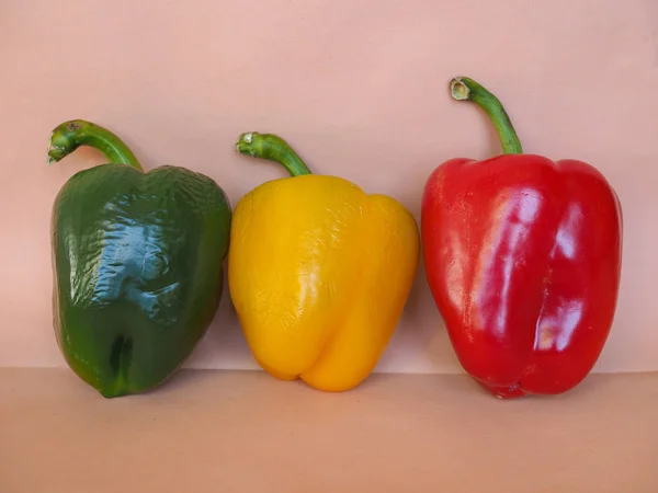 Rode Groene Gele Paprika Capsicum Aka Paprika Groenten Vegetarisch Voedsel — Stockfoto