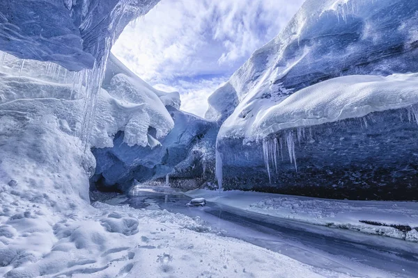 Caverna Glaciar Azul Islândia — Fotografia de Stock