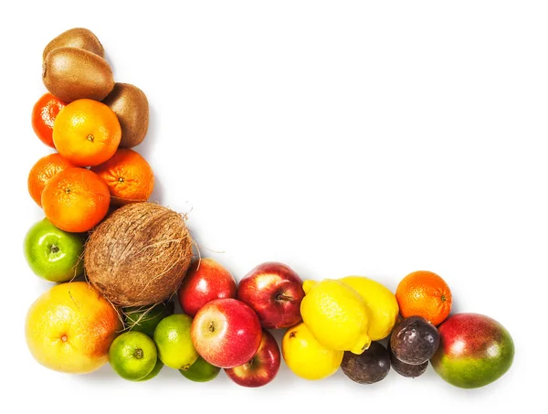 Fruchtrahmen Isoliert Auf Weißem Hintergrund Gesunde Ernährung Und Diätkonzept Wintersortiment — Stockfoto