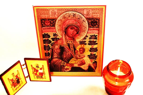 Ikone Orthodox Gesicht Heilig Religion Kirche Gottesmutter Jesus — Stockfoto
