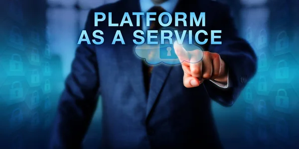Şirket Müşterisi Dokunmatik Ekran Arayüzünde Platform Service Zorluyor Müşteriler Adına — Stok fotoğraf