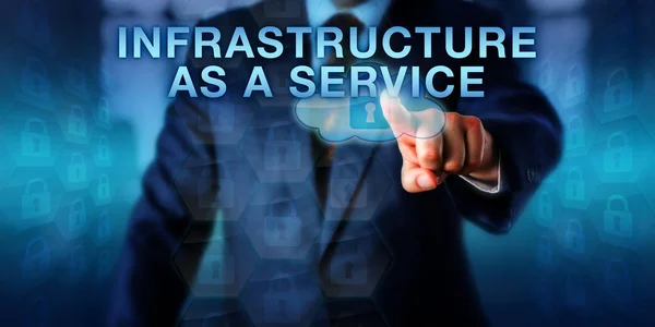 Business User Touching Infrastructure Service Virtual Screen Technology Services Concept — Stock Photo, Image
