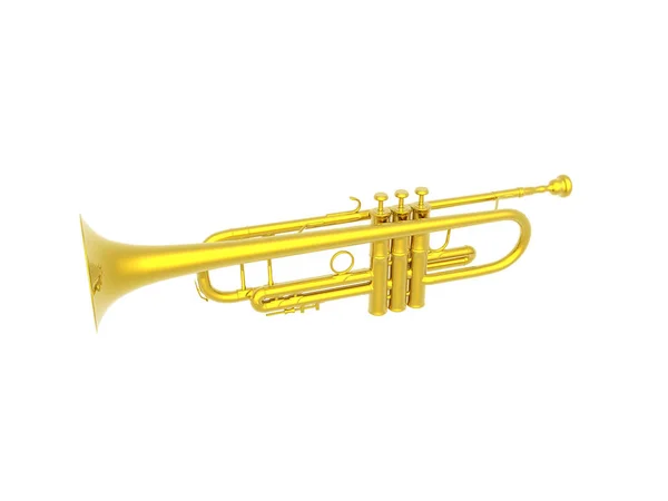 Trompete Dourado Isolado Fundo Branco — Fotografia de Stock