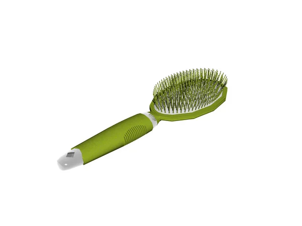 Groene Haarborstel Geïsoleerd Witte Achtergrond — Stockfoto