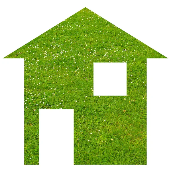 Зеленый Травяной Дом Модель Иллюстрация Изолированы Над Белым — стоковое фото