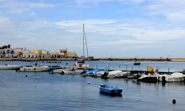 Veleros Pesca Típicos Llamados Gozzo Pequeño Puerto Bari Palese Apulia —  Fotos de Stock