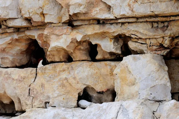 Fondo Estratificado Fracturado Piedra Caliza Erosionada Por Mar Viento —  Fotos de Stock