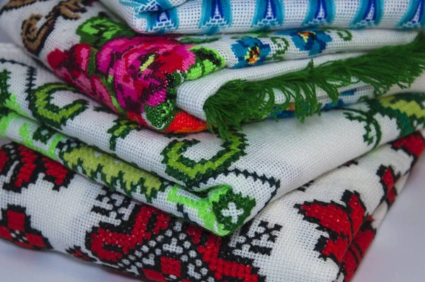 Traditionelle Ukrainische Bestickte Handtücher Nahaufnahme — Stockfoto
