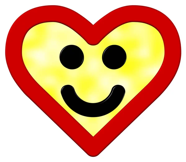 Καρδιά Χαμογελαστό Κίτρινο Κόκκινο Περίγραμμα — Φωτογραφία Αρχείου