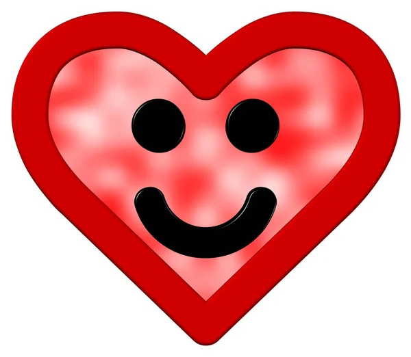 Cuore Sorridente Rosso Con Bordo Rosso — Foto Stock