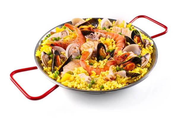 Assorted Shellfish Mussels Cooked Rice Delicious Paella Margarita Recipe — Stock Photo, Image