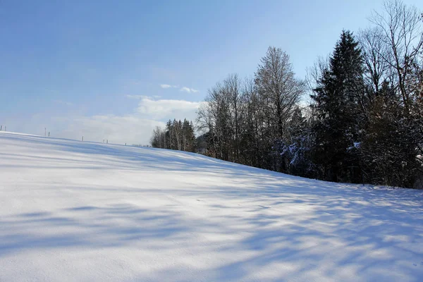 Snöiga Ängar Och Fält Ängar Och Fält Vintern — Stockfoto