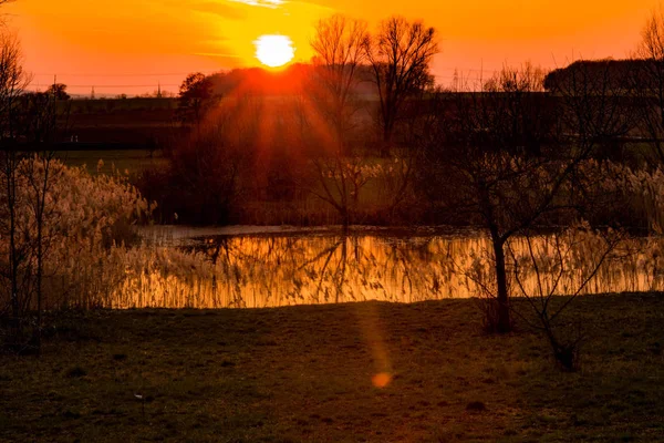Sonnenuntergang Tiefland Frühling — Stockfoto