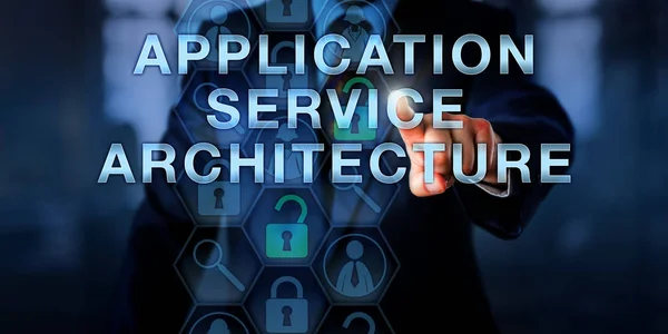 Service Provider Pressing Application Service Architecture Touch Screen Interface Information — Stock Photo, Image