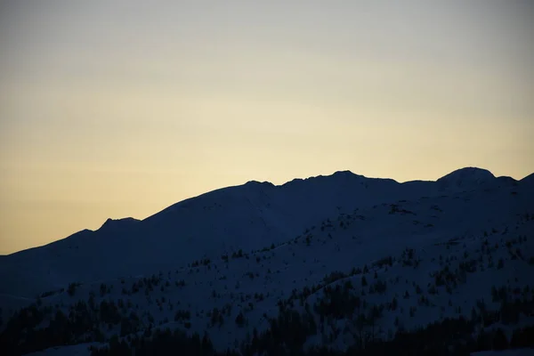 Alpenglow Tramonto Notte Lienz Dolomites Hochstein Zettersfeld Inverno Neve — Foto Stock