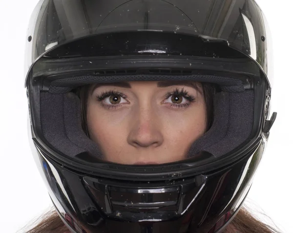 young woman with helmet in portrait