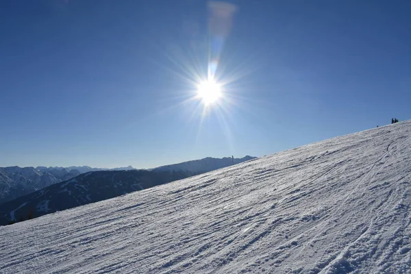 Lienz Dolomiter Zettersfeld Skidområde Backar Kväll Faschingalm Östtyrolen Lienz — Stockfoto