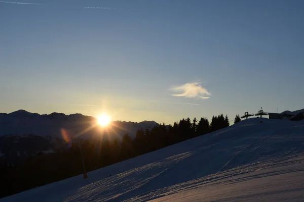 Coucher Soleil Dans Les Dolomites Lienz — Photo