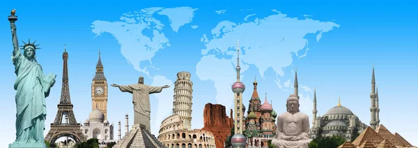 Berühmte Denkmäler Der Welt Zusammengefasst — Stockfoto