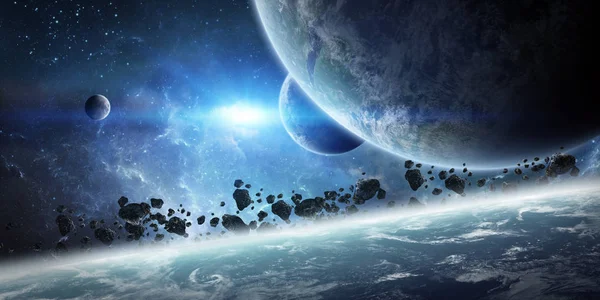Vista Planeta Terra Espaço Durante Impacto Meteorito — Fotografia de Stock