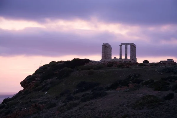 Przylądek Sounion Znany Również Jako Sunion Jest Peleryną Najbardziej Wysuniętym — Zdjęcie stockowe