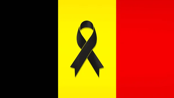 Бельгійський Прапор Чорною Стрічкою — стокове фото