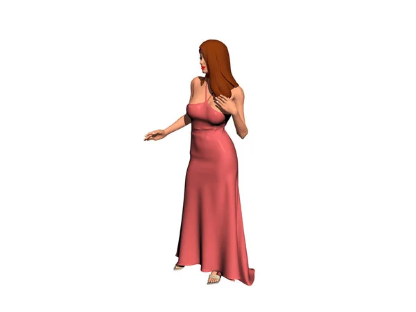 Beautiful Young Woman Red Dress — Stock Photo, Image