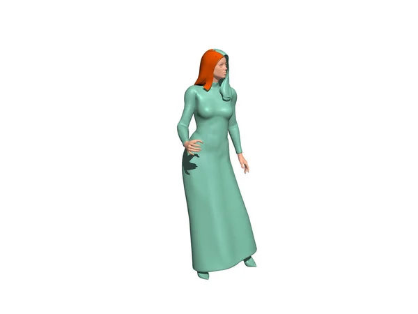 Render Woman Green Dress — Stock Photo, Image