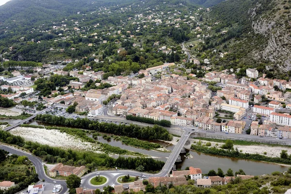 Ciudad Francesa Anduze Situada Departamento Gard Orillas Del Río Gardon — Foto de Stock