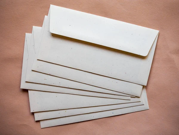 Letter Envelopes Mail Postage Orange Paper Background — Stock Photo, Image