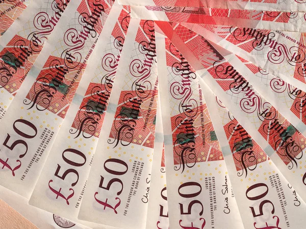 Cincuenta Billetes Libras Esterlinas Del Reino Unido —  Fotos de Stock