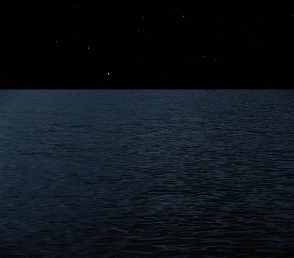 Mer Nuit Avec Collage Ciel Étoilé — Photo