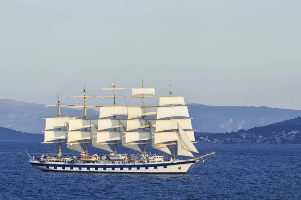 Windjammer Com Cinco Mastros Mar Mediterrâneo — Fotografia de Stock