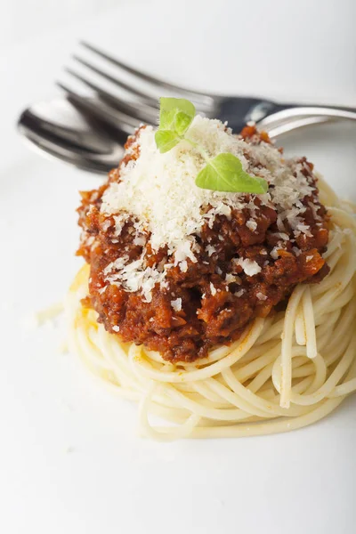 Spaghetti Con Bolognese Piatto — Foto Stock
