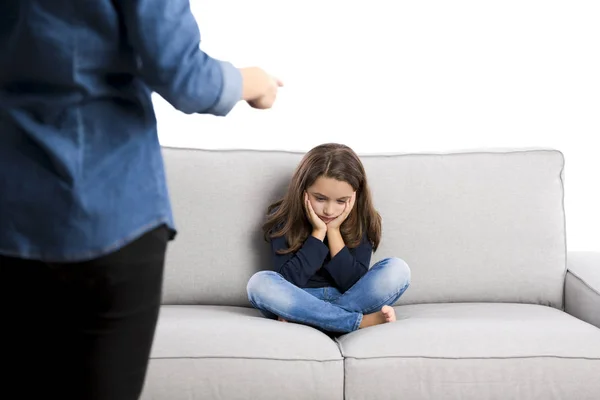 Grown Rebuking Little Child Bad Behavior — Stock Photo, Image