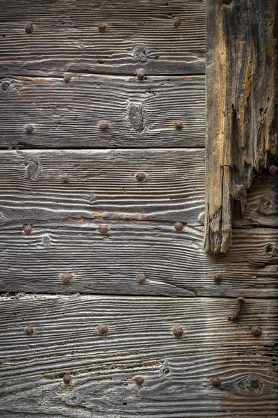 Gray Wooden Planks Rusted Nails Background Photo Texture — Stock Photo, Image