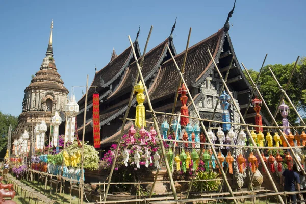 Φανάρια Στο Ναό Wat Lokmoli Στο Loy Krathong Φεστιβάλ Στην — Φωτογραφία Αρχείου