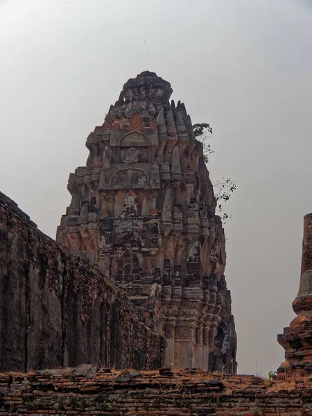 Romok Egy Khmer Stílusú Templom Lop Buri Thaiföld — Stock Fotó