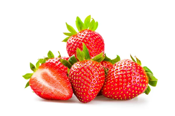 Frische Sommererdbeeren Isoliert Auf Weiß — Stockfoto