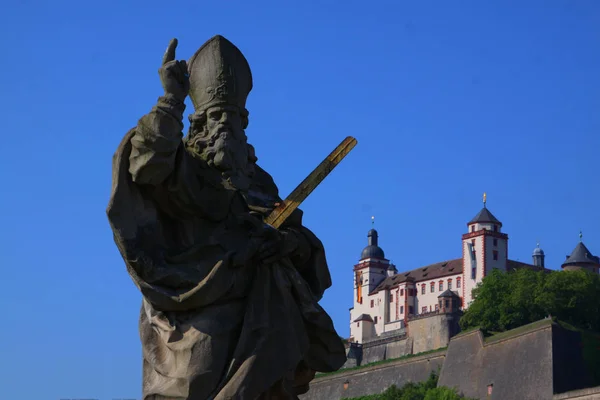 Wuerzburg Franconia Main Lower Franconia Bavyera Ana Köprüsü Kilian Castle — Stok fotoğraf