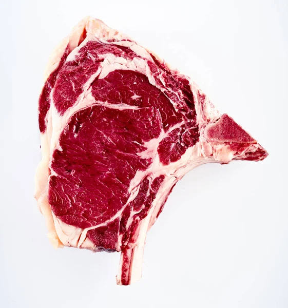 Single Raw Cote Boeuf Hovězí Steak Nebo Ribeye Steak Vykostěný — Stock fotografie