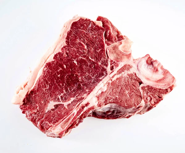 Syrový Hovězí Steak Grilování Nebo Grilování Zobrazeno Zblízka Vysoký Úhel — Stock fotografie