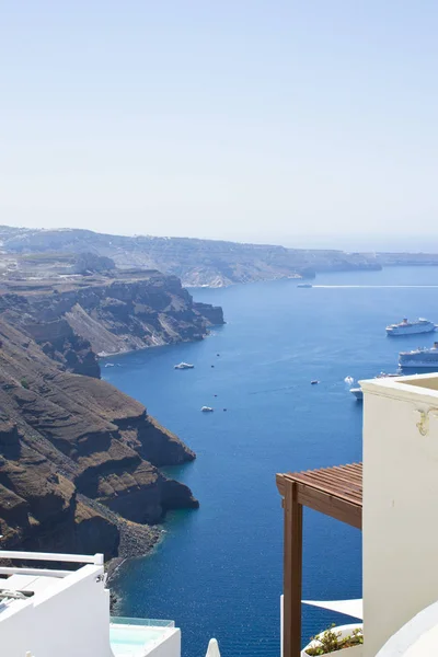 Santorini Eiland Vulkaan Schip Cruise Reis Cruiseschip Griekenland — Stockfoto