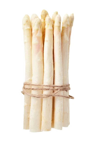 Single Isolated Bundle Raw White Asparagus Tied Brown Loose Rope — Stock Photo, Image