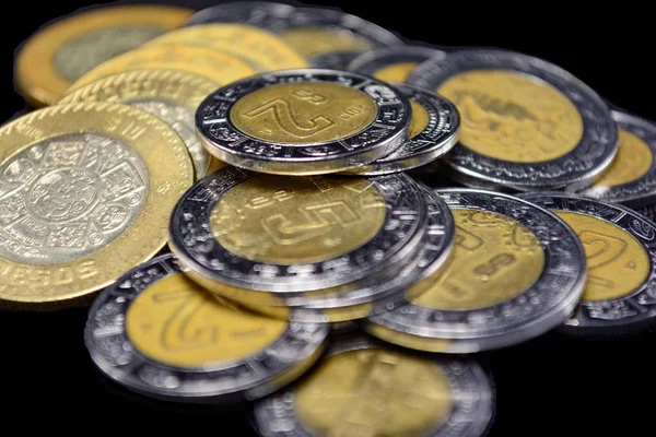 Pesos Mynt Olika Valörer Hög Från Till Pesos — Stockfoto