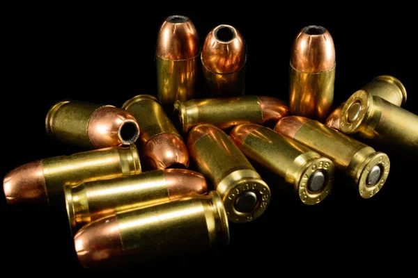380 Auto Bullets Black Counter Black Background Closeup Stock Image