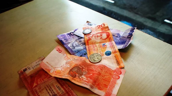 Filippine Denaro Monete Contanti Sul Tavolo — Foto Stock
