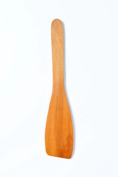 Spatule Bois Sur Fond Blanc Cassé — Photo